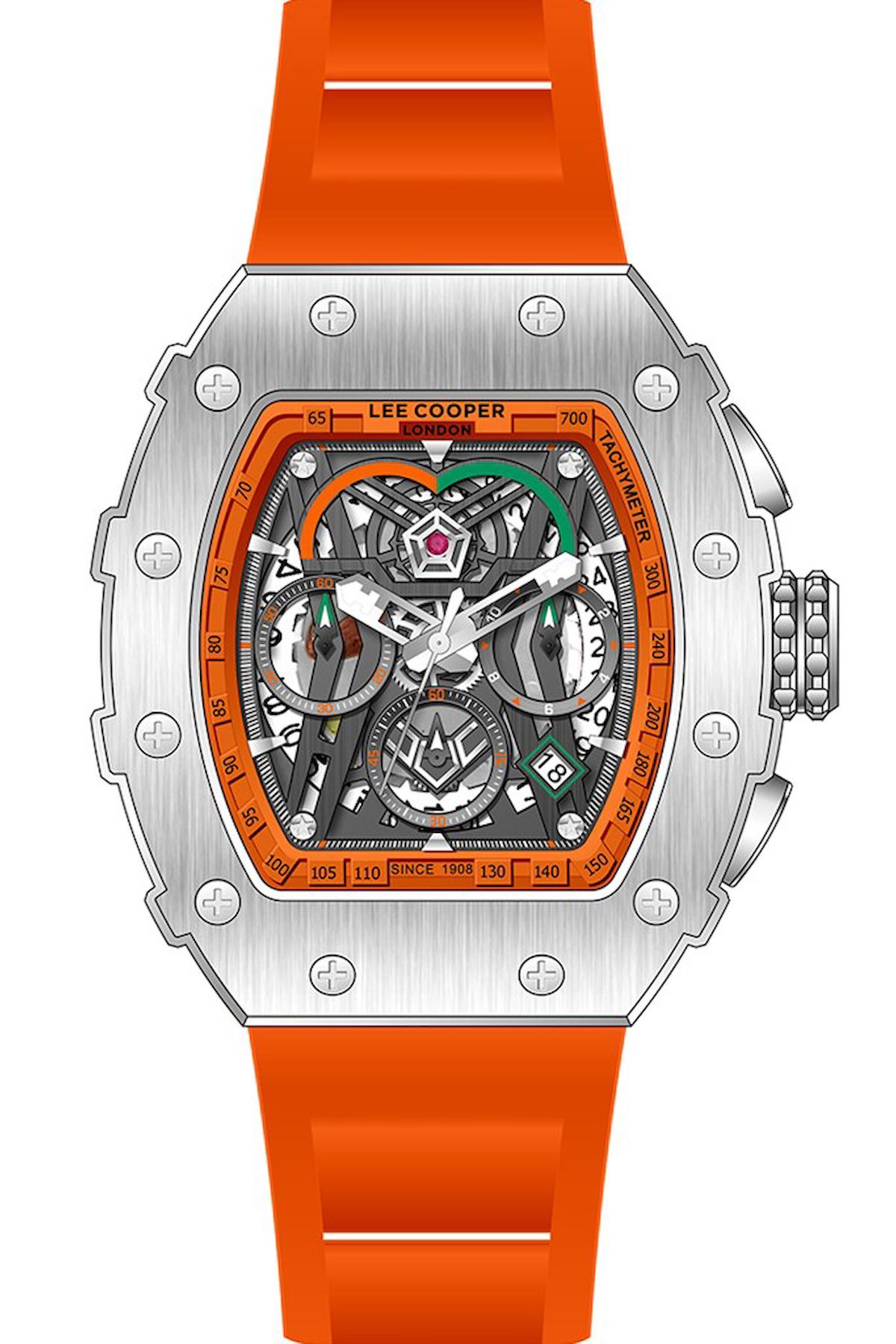 Lee Cooper LC07810.358 Takvimli Turuncu Silikon Kordon Analog Erkek Kol Saati