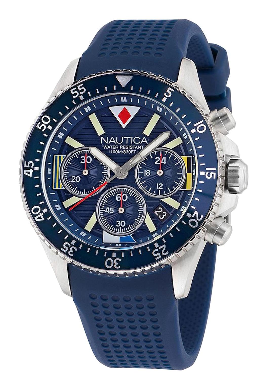 Nautica NAPWPS302 Takvimli 44 mm Gri Silikon Kordon Analog Erkek Kol Saati