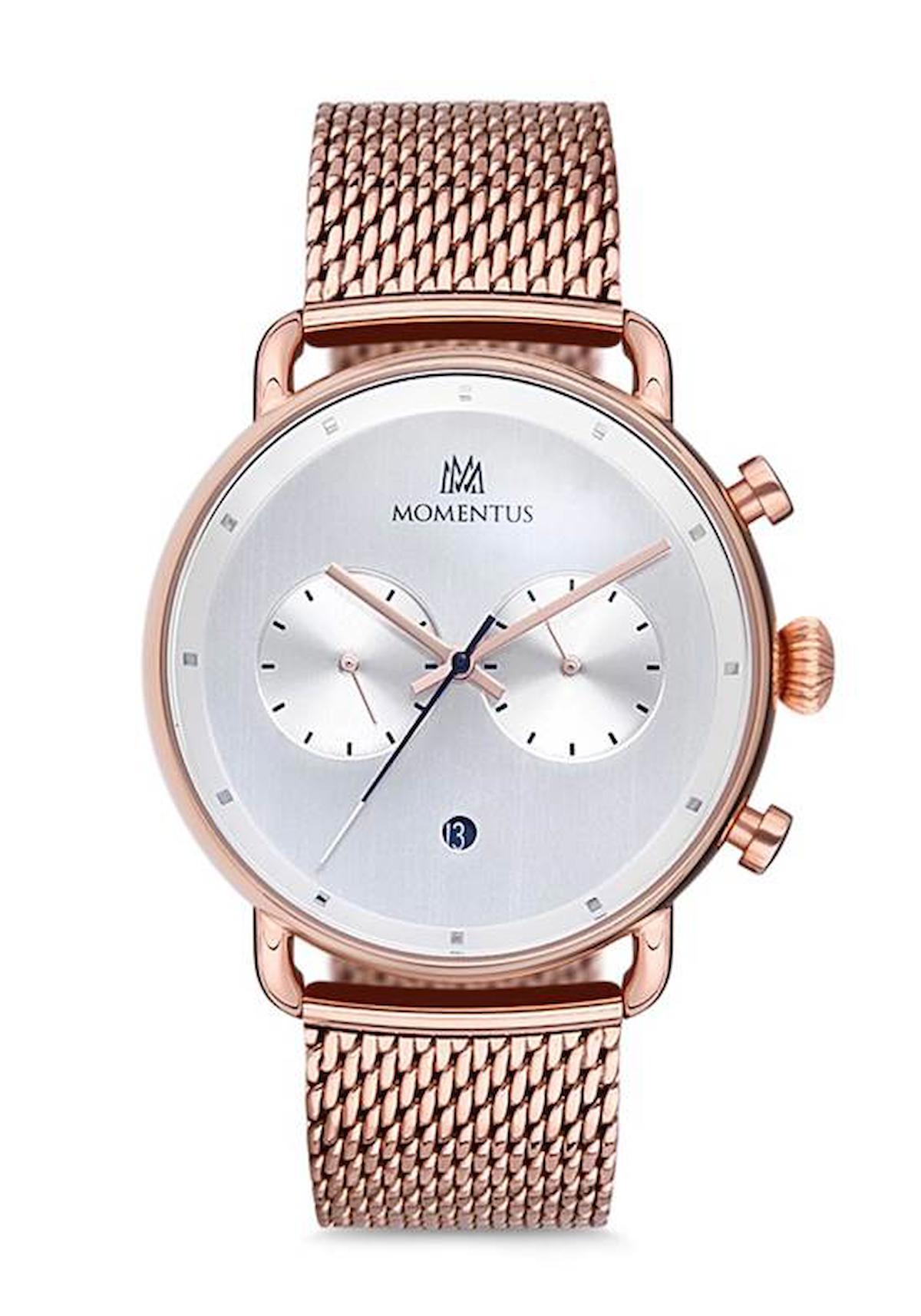 Momentus CC112R-02SR Takvimli 44 mm Rose Gold Çelik Kordon Analog Erkek Kol Saati