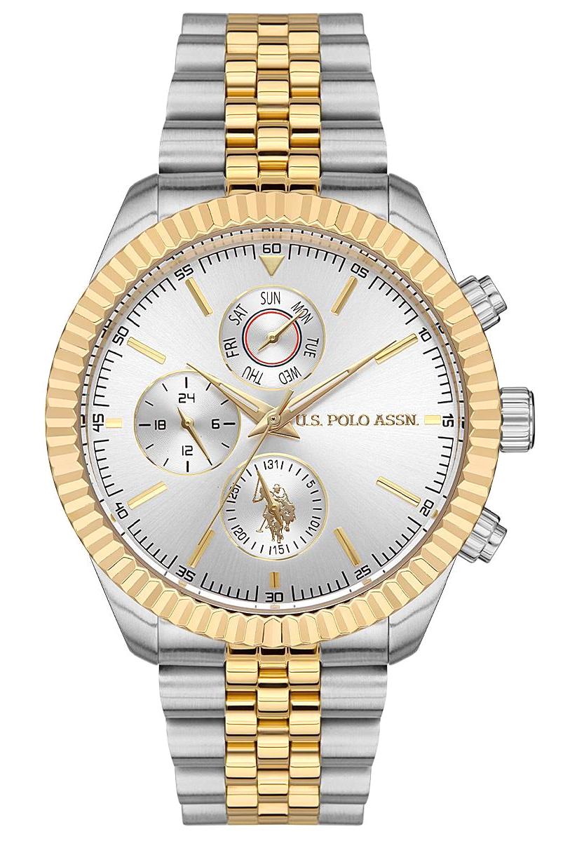 U.S. Polo Assn USPA1054-06 Takvimli 44 mm Gri-Sarı Çelik Kordon Analog Erkek Kol Saati