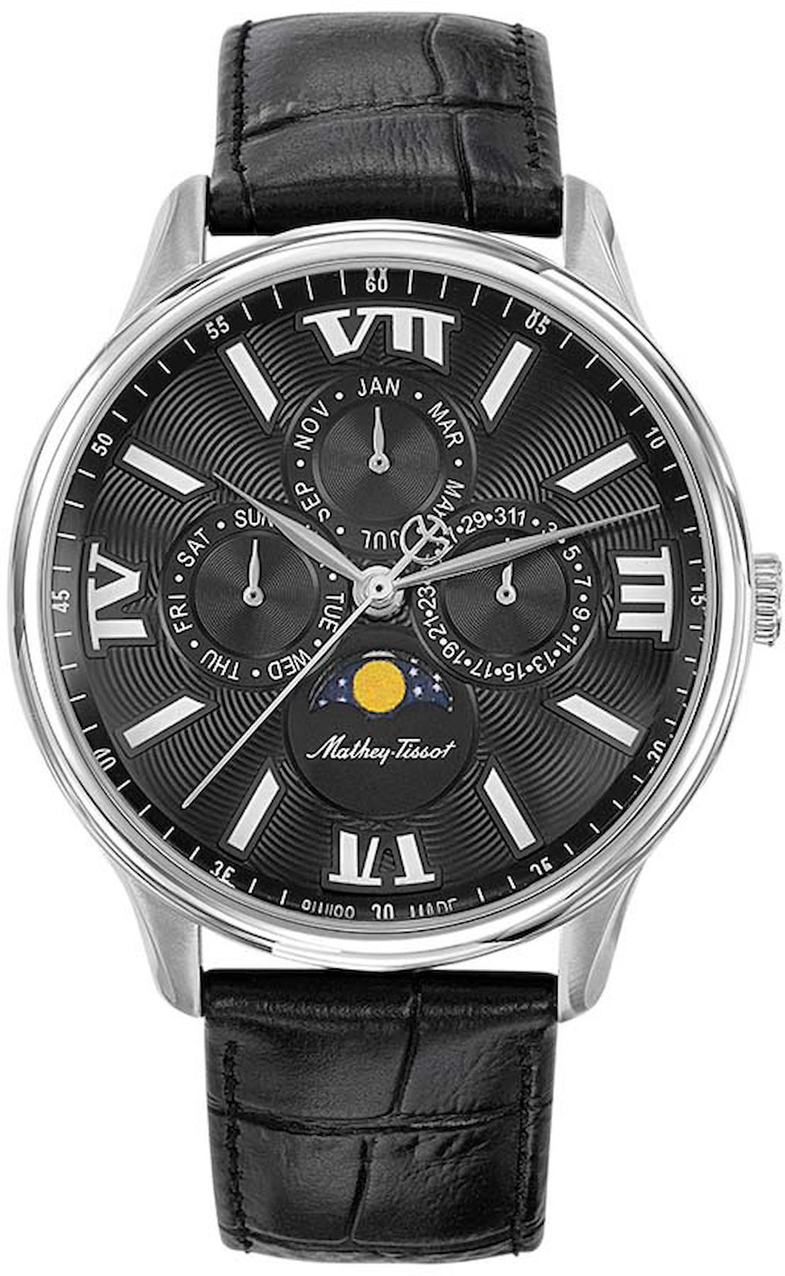 Mathey-Tissot H1886RAN Takvimli 42 mm Siyah Deri Kordon Analog Kol Saati