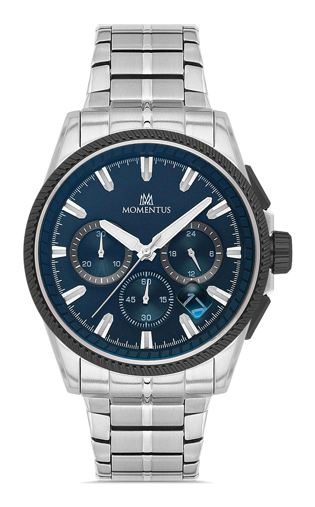 Momentus SM386T-11SS Takvimli 44 mm Çelik Kordon Analog Erkek Kol Saati