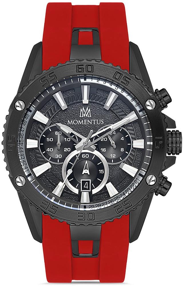 Momentus SM373N-04KX Takvimli 45 mm Kırmızı Silikon Kordon Analog Erkek Kol Saati