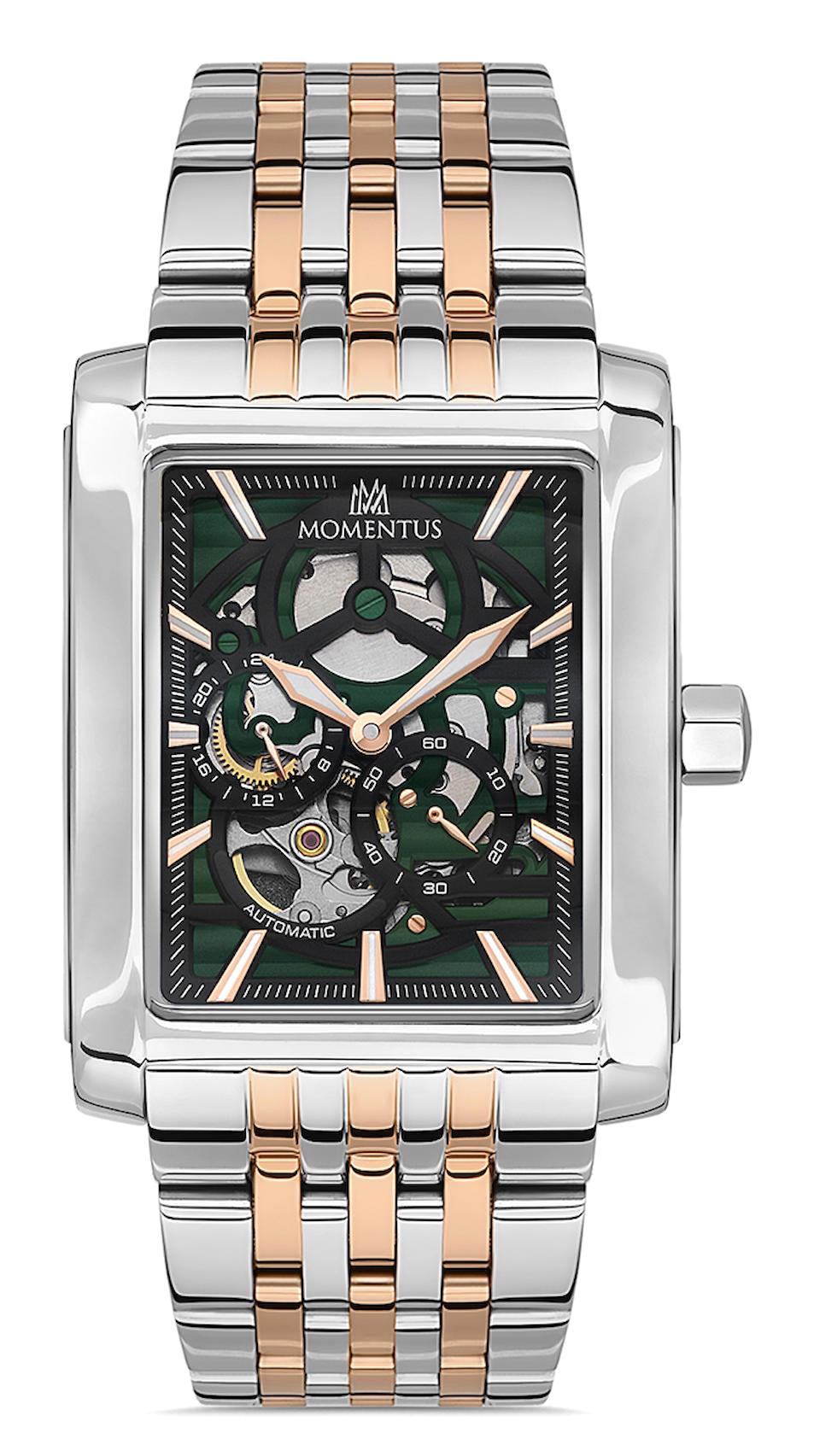 Momentus TM333T-15SR Takvimli 36 mm Altın-Çelik Kordon Analog Erkek Kol Saati