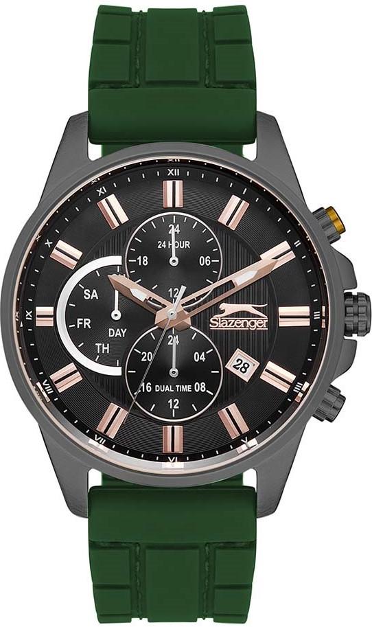 Slazenger SL.09.1960.2.02 Takvimli 44 mm Yeşil Silikon Kordon Analog Kol Saati