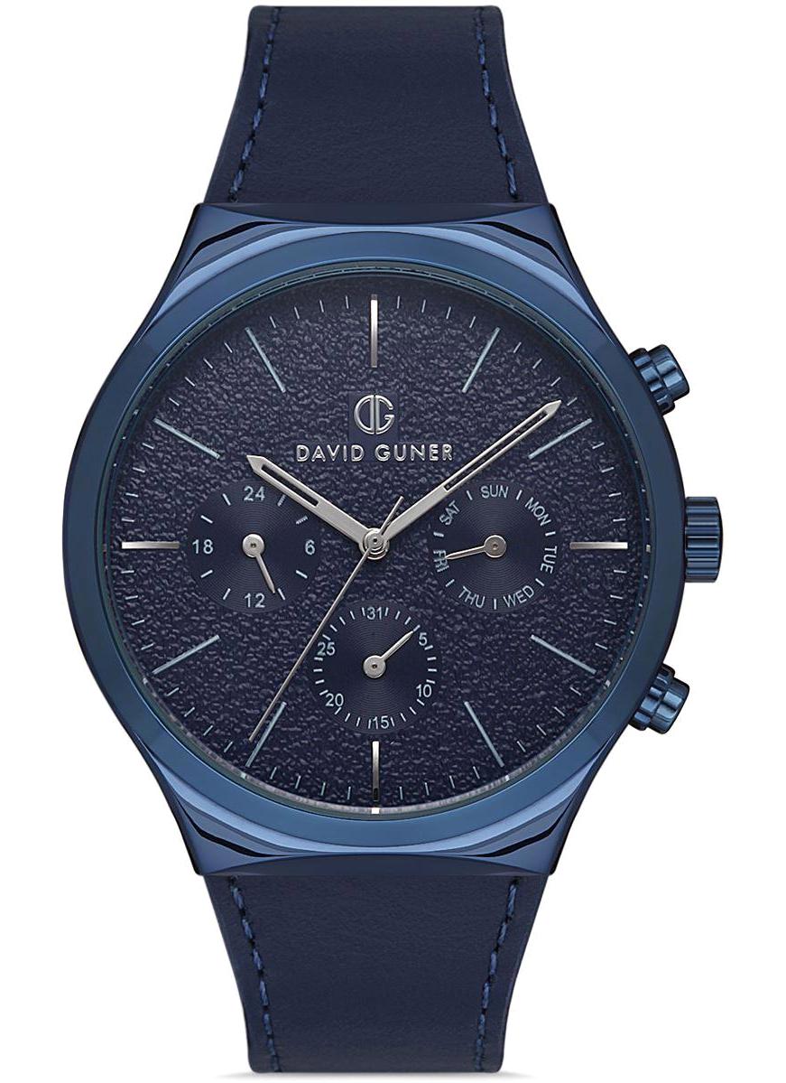 David Guner DG-8265GB-H3 Takvimli 42 mm Lacivert Deri Kordon Analog Erkek Kol Saati