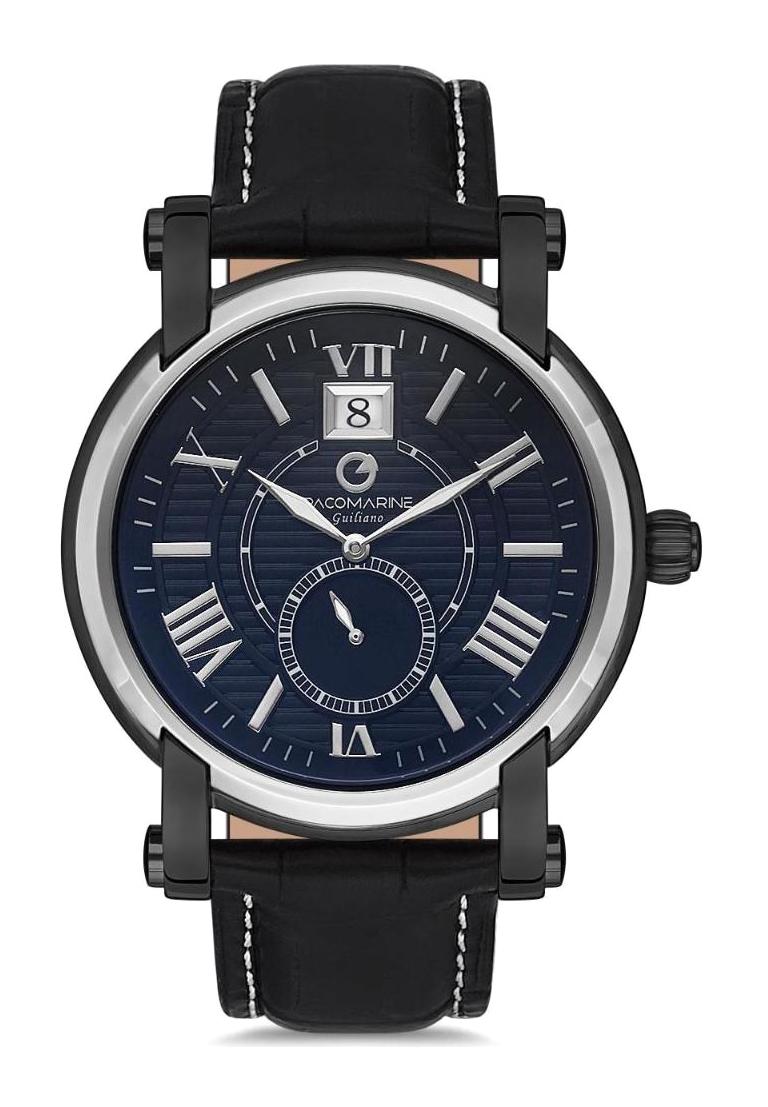 Pacomarine PM.51087.11 Takvimli 42 mm Siyah Deri Kordon Analog Erkek Kol Saati