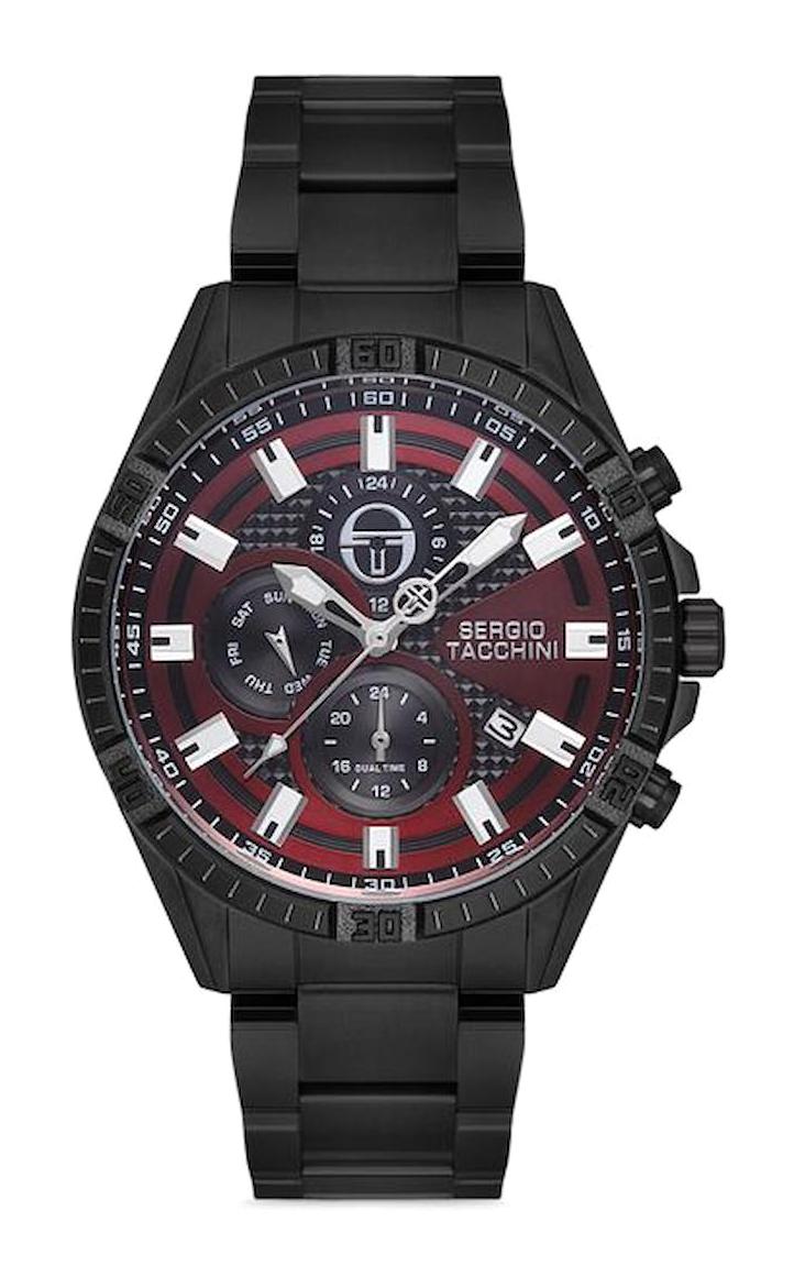 Sergio Tacchini ST.1.10135.4 Takvimli 44 mm Siyah Çelik Kordon Analog Erkek Kol Saati