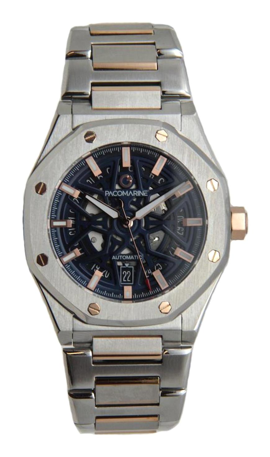 Pacomarine PM.20202.04 Takvimli 45 mm Çelik Kordon Analog Erkek Kol Saati