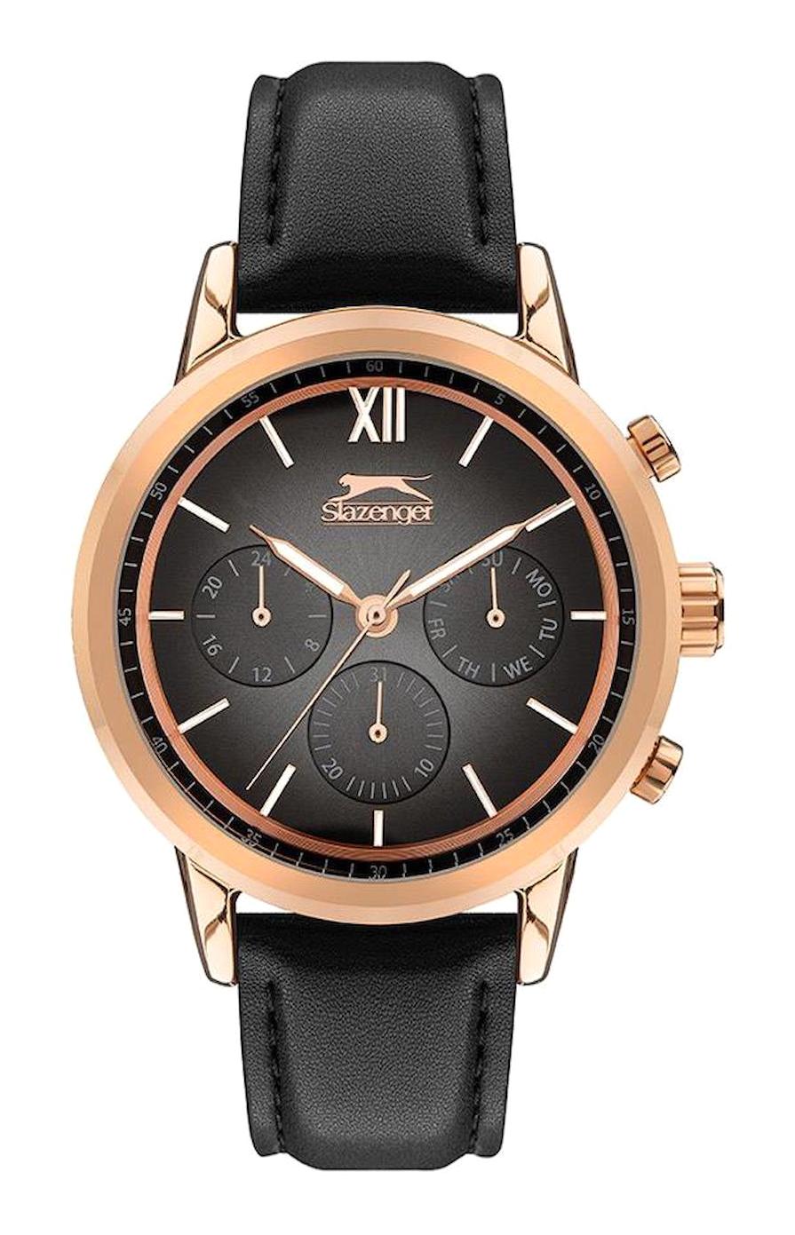 Slazenger SL.09.2045.2.03 Takvimli 45 mm Siyah Deri Kordon Analog Erkek Kol Saati