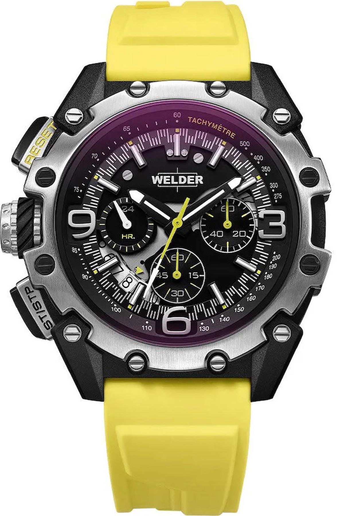 Welder Watch WWRR1001 Pusulalı Takvimli 48 mm Sarı Silikon Kordon Analog Erkek Kol Saati