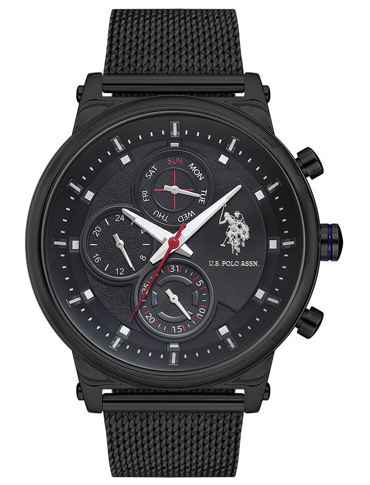 U.S. Polo Assn USPA1008-03 Takvimli 46 mm Siyah Çelik Kordon Analog Erkek Kol Saati