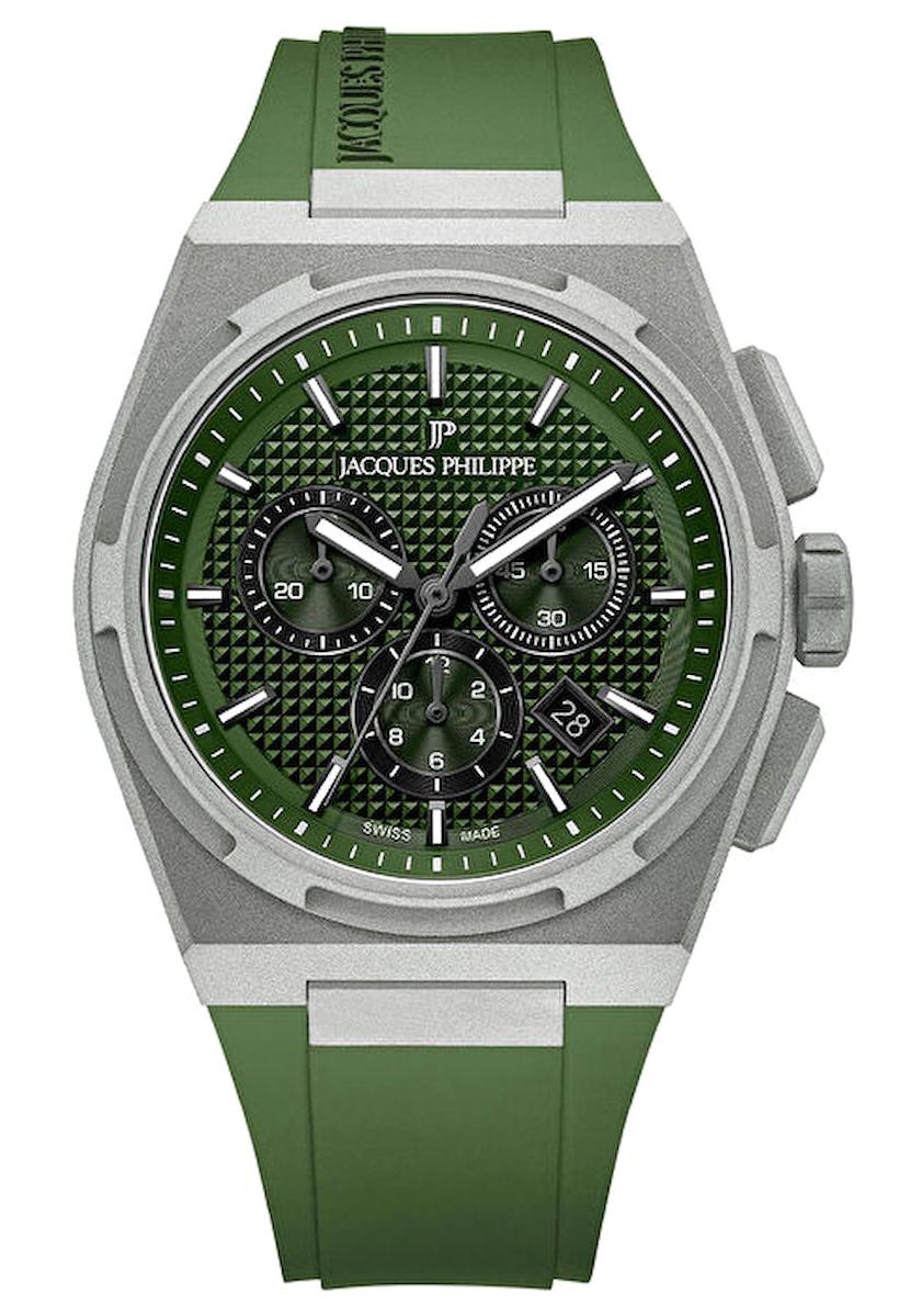 Jacques Philippe JPQGC4114XX Pusulalı Takvimli 42 mm Yeşil Silikon Kordon Analog Erkek Kol Saati
