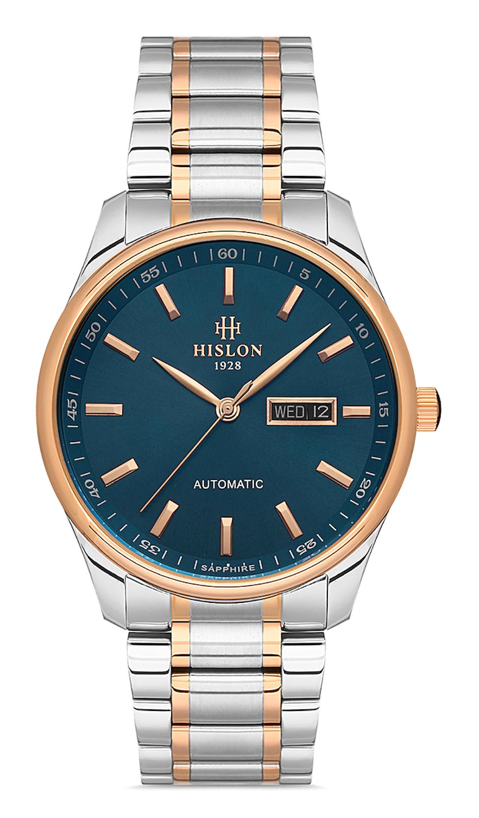 Hislon SD113T-11SR Takvimli Gri-Rose Gold Çelik Kordon Analog Erkek Kol Saati