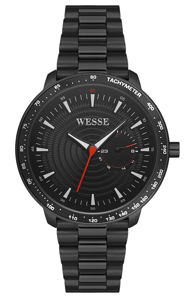 Wesse WWG207901 Pusulalı Takvimli 43 mm Siyah Çelik Kordon Analog Erkek Kol Saati