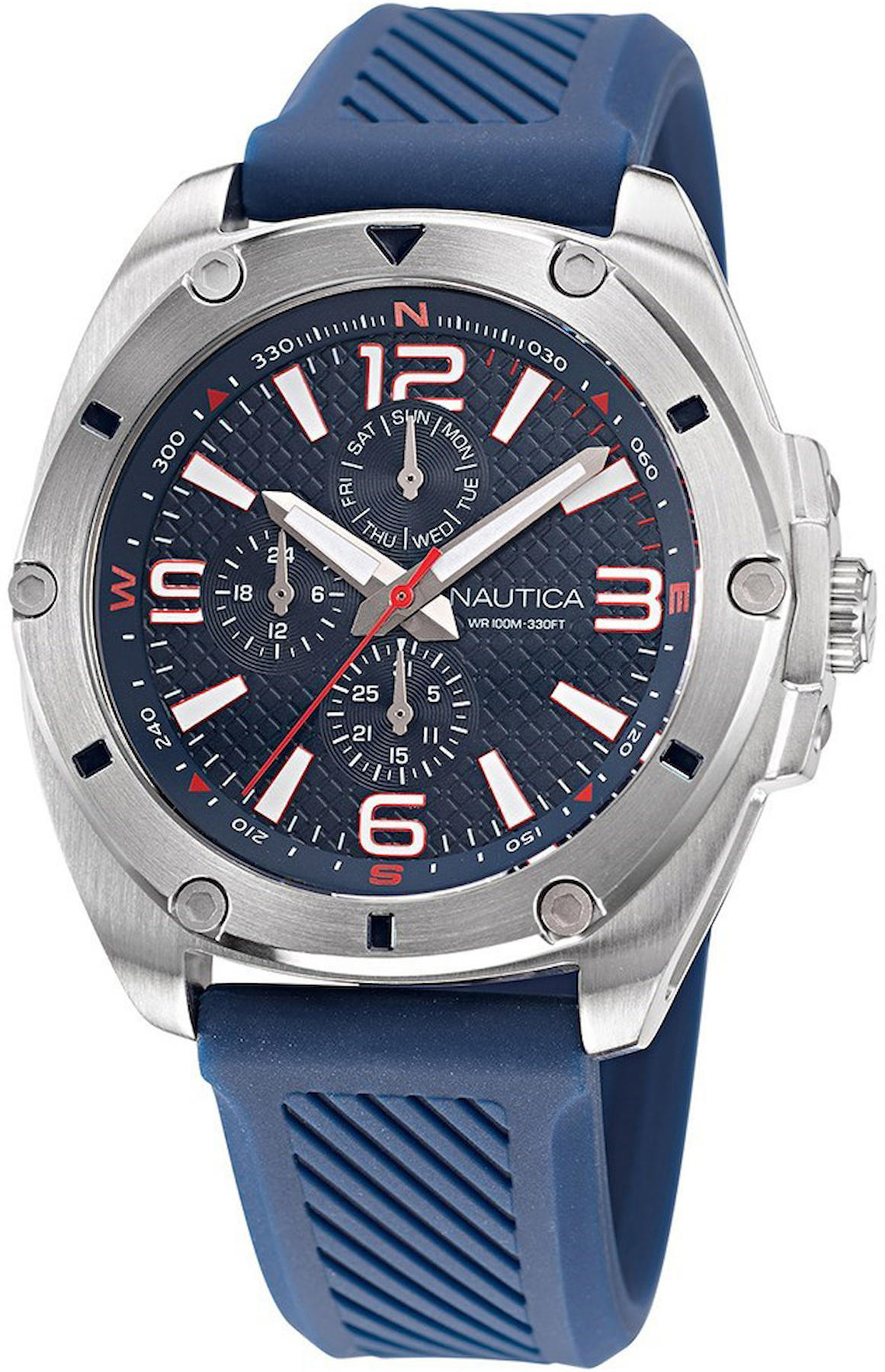 Nautica NAPTCS224 Takvimli 45 mm Lacivert Silikon Kordon Analog Kol Saati