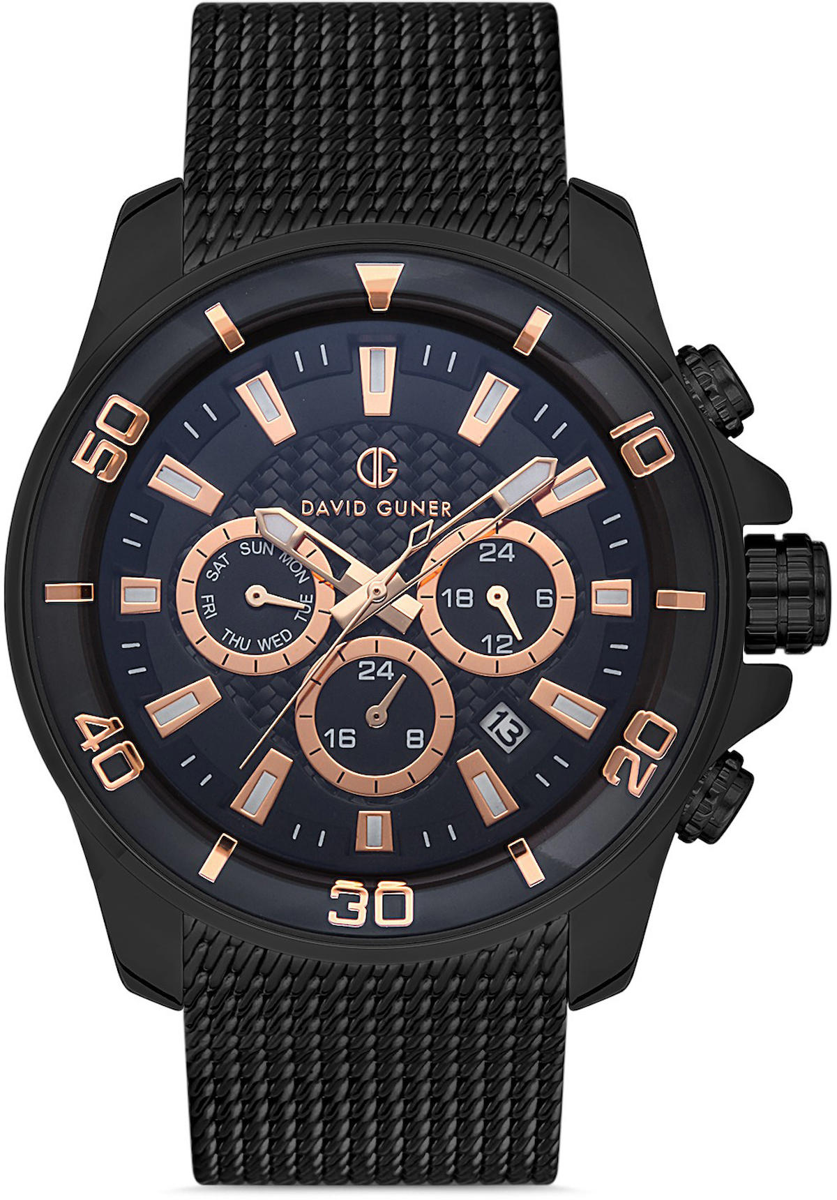David Guner DG-8263GC-G2 Takvimli 42 mm Siyah Metal Kordon Analog Kol Saati