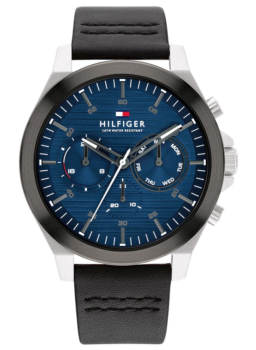 Tommy Hilfiger TH1710523 Takvimli 44 mm Siyah Deri Kordon Analog Erkek Kol Saati
