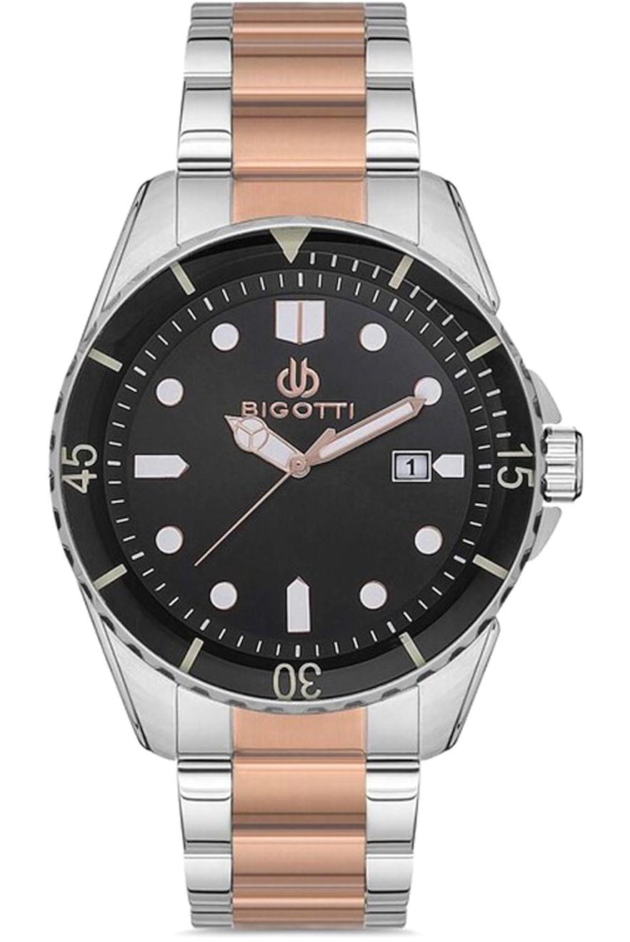 Bigotti BG.1.10162.3 Takvimli 44 mm Gri-Rose Gold Çelik Kordon Analog Erkek Kol Saati