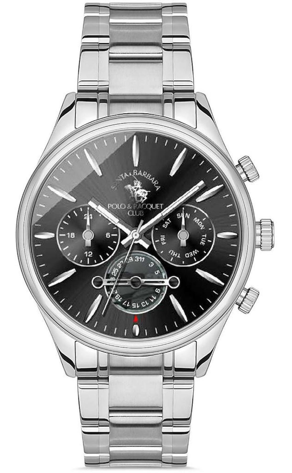Santa Barbara Polo & Racquet Club SB.1.10440.1 Takvimli 44 mm Çelik Kordon Analog Erkek Kol Saati