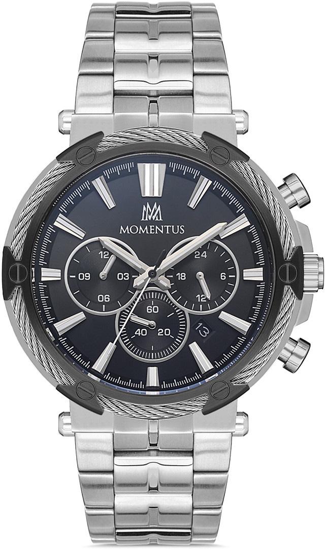 Momentus SM371T-04SS Takvimli 44 mm Çelik Kordon Analog Erkek Kol Saati