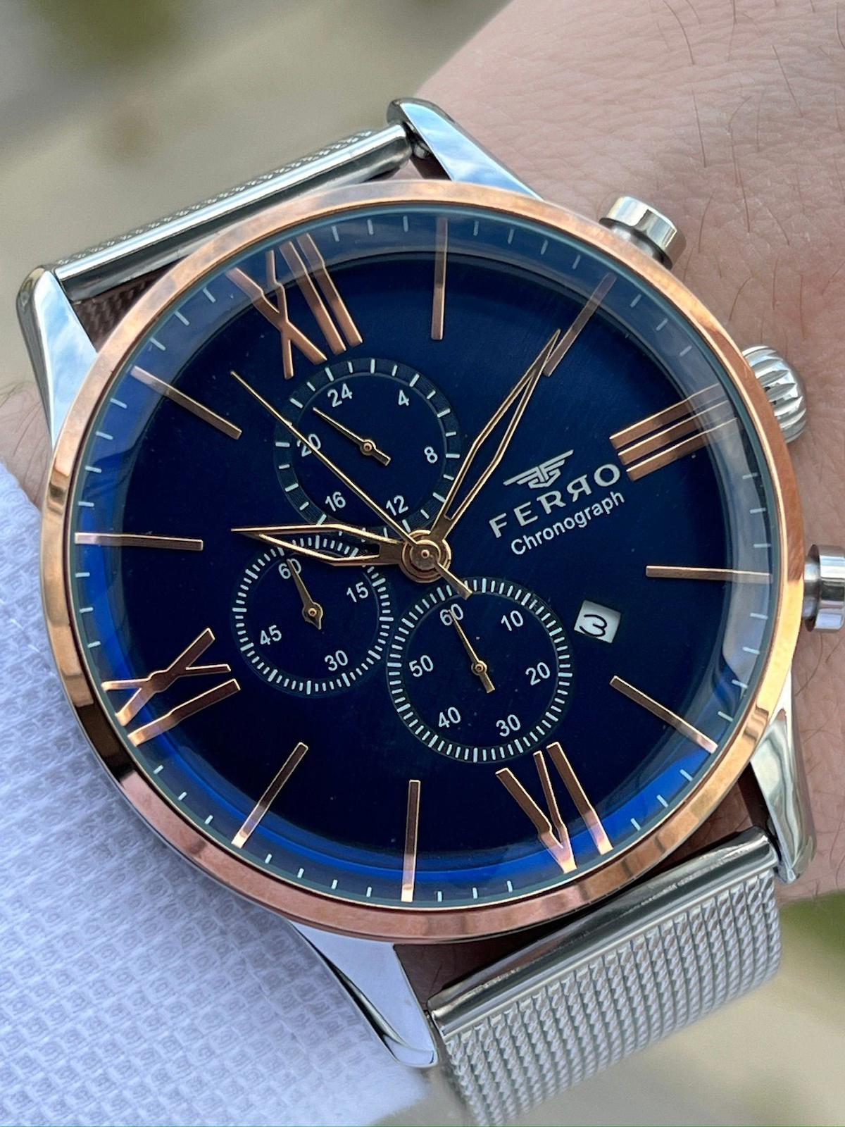 Ferro EF3536-A34 Su Geçirmez Takvimli 44 mm Çelik Kordon Analog Erkek Kol Saati
