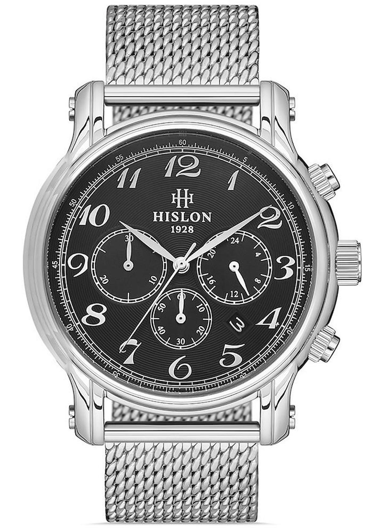 Hislon MS106S-04SS Pusulalı Takvimli Çelik Kordon Analog Erkek Kol Saati