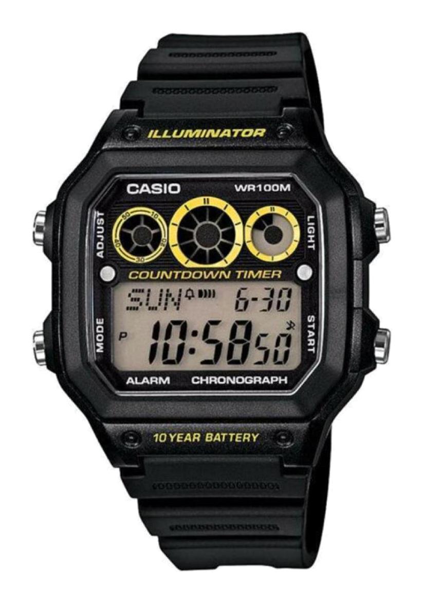 Casio AE-1300WH-1AVDF Takvimli 42.1 mm Siyah Plastik Kordon Dijital Kol Saati