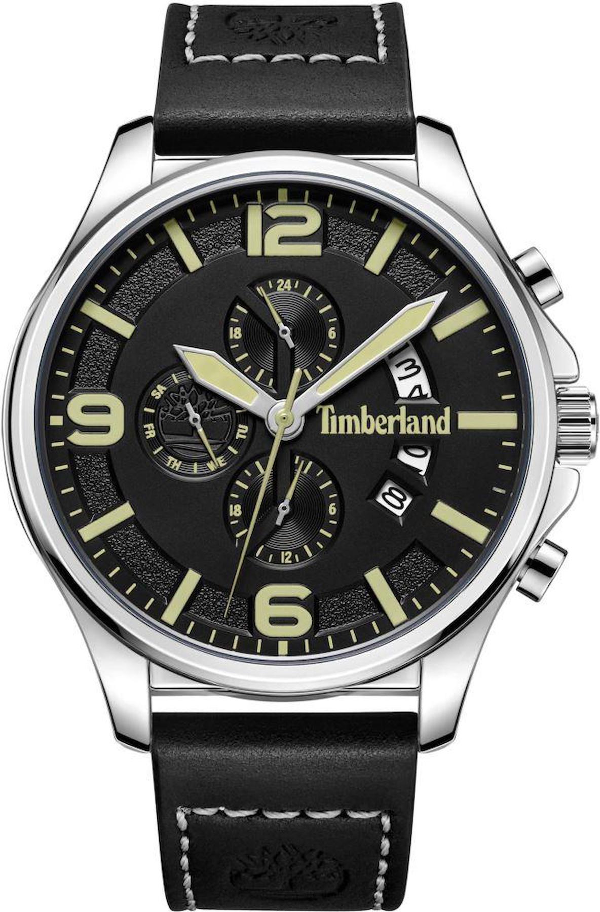Timberland TDWGF2183202 Takvimli 44 mm Siyah Deri Kordon Analog Erkek Kol Saati