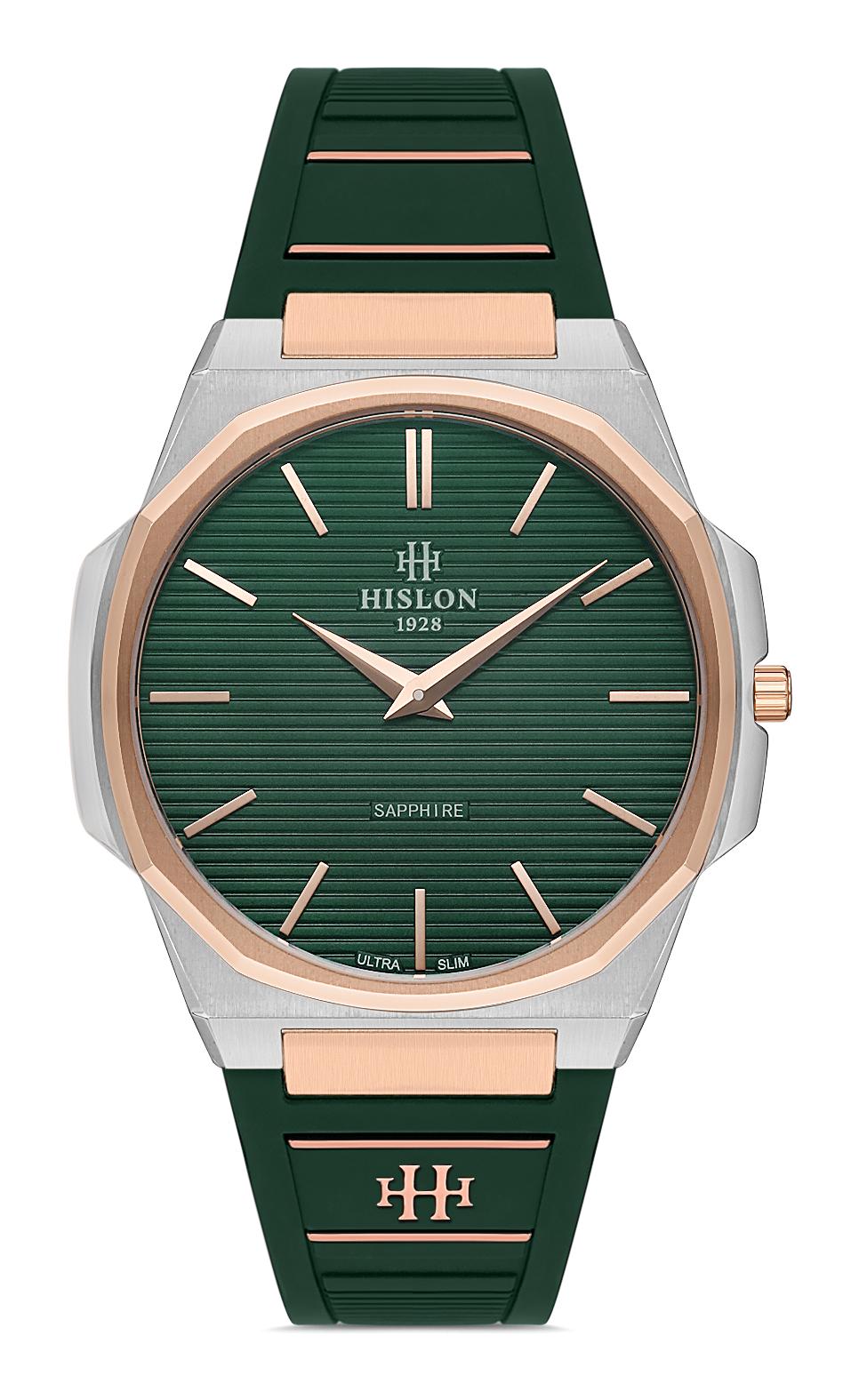 Hislon CL127T-25YR 40 mm Yeşil Silikon Kordon Analog Erkek Kol Saati