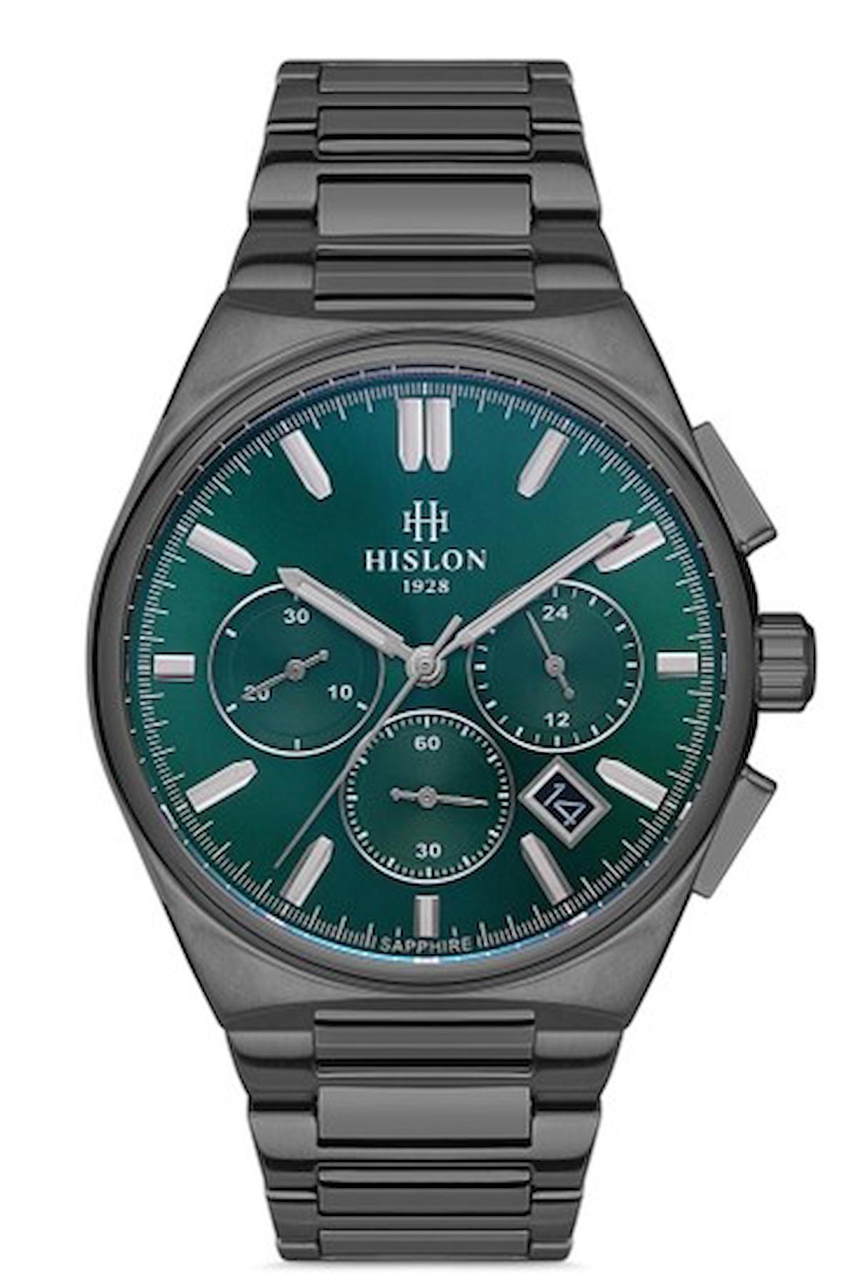 Hislon MS136T-15SN Pusulalı Takvimli 43 mm Siyah Çelik Kordon Analog Kol Saati