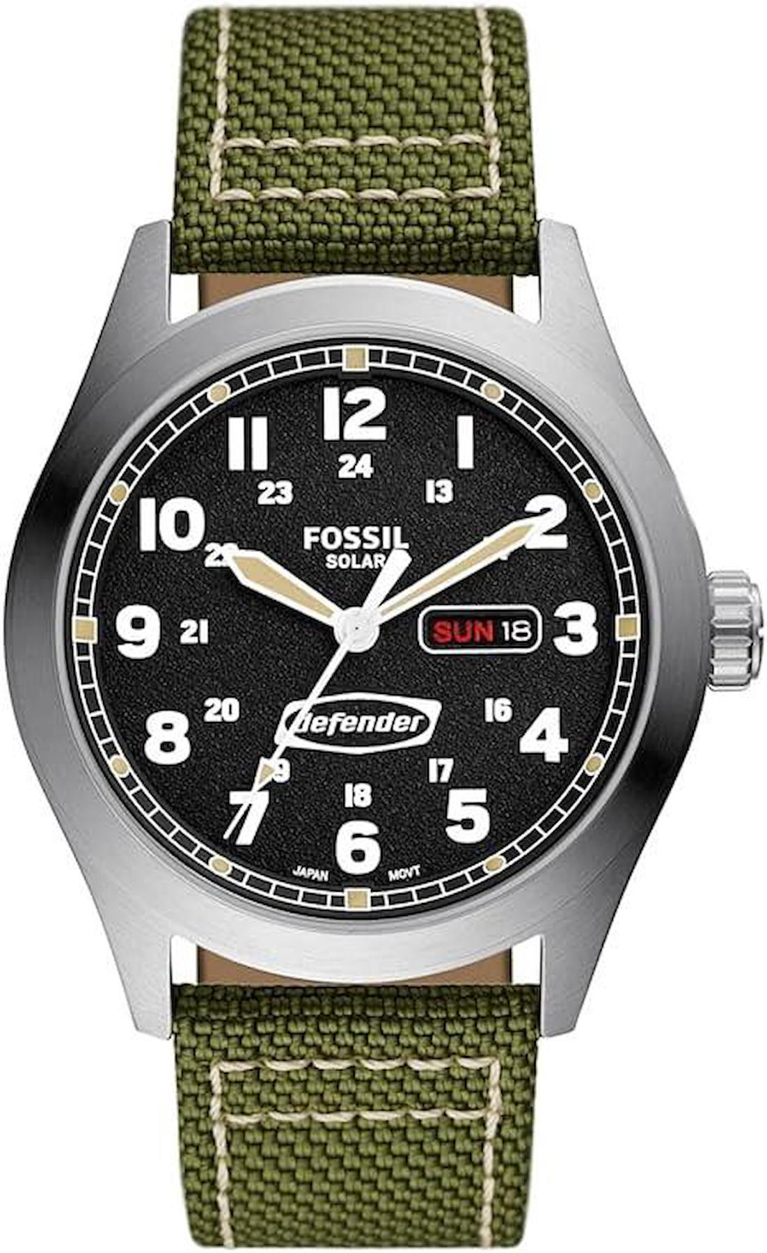 Fossil FS5977 Takvimli 46 mm Yeşil Hasır Kordon Analog Erkek Kol Saati