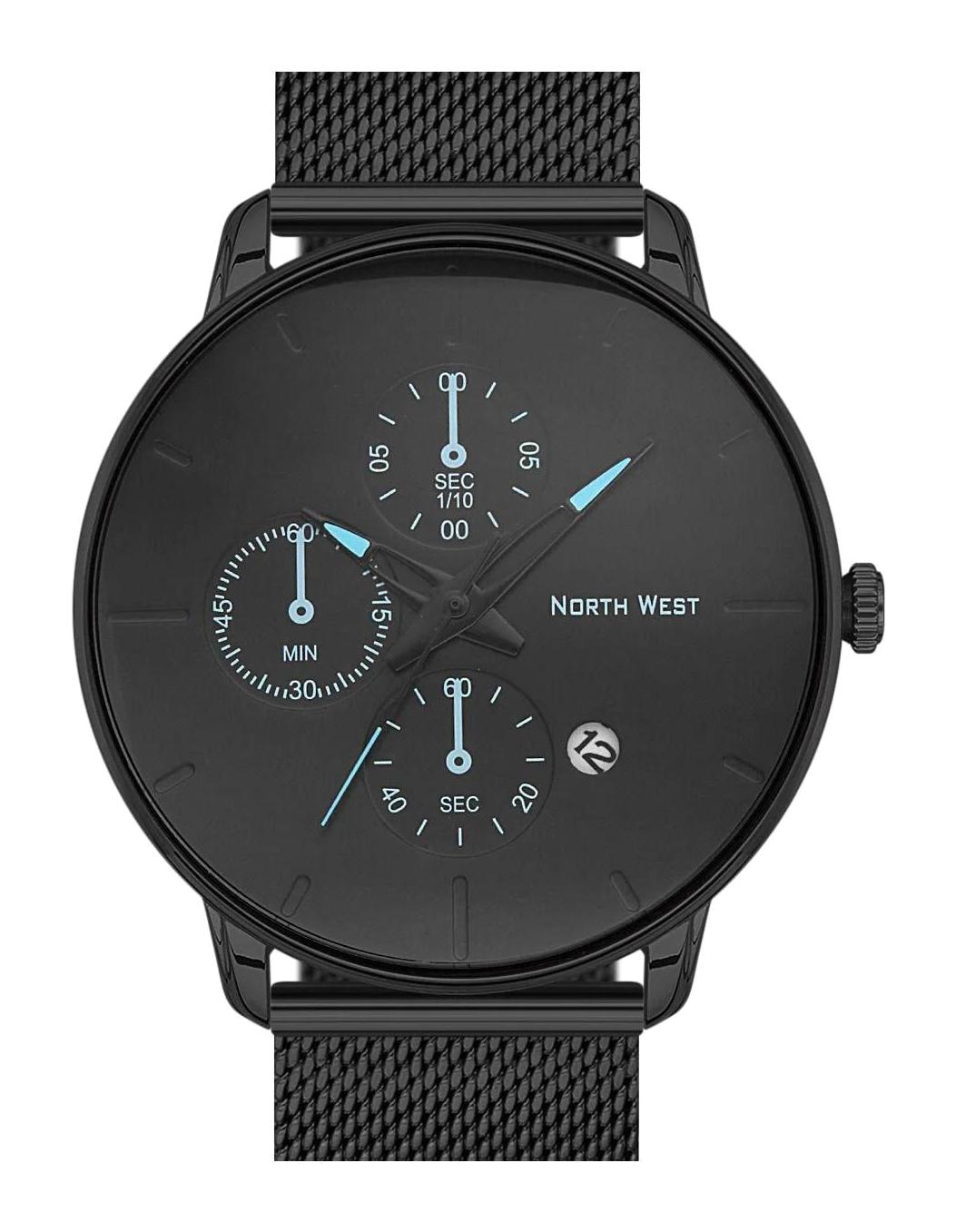 Northwest NW-2112-B Takvimli 43 mm Siyah Hasır Kordon Analog Kol Saati