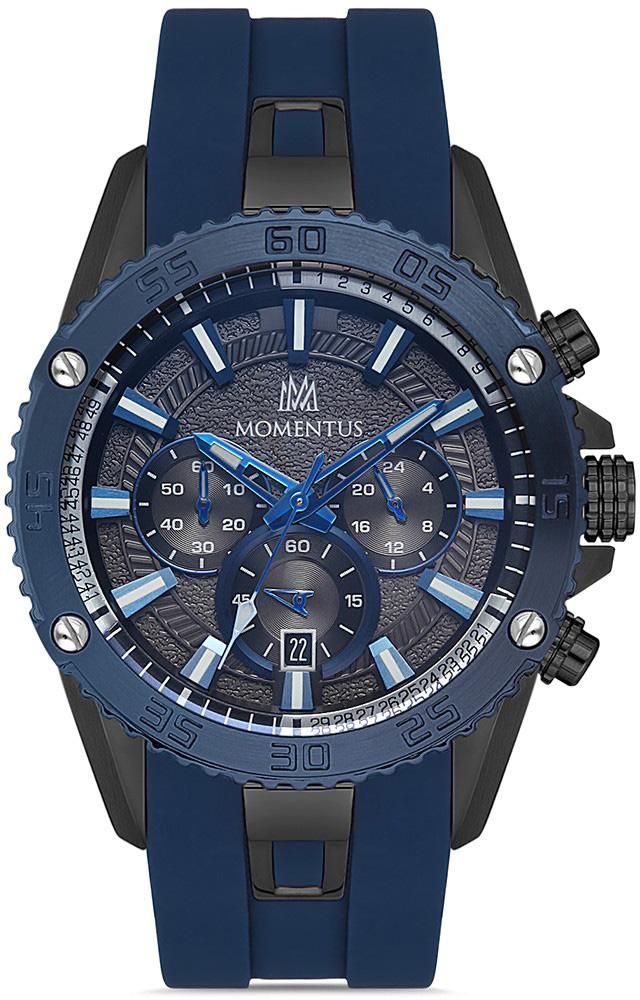 Momentus SM373T-11MN Takvimli 44 mm Lacivert Silikon Kordon Analog Kol Saati