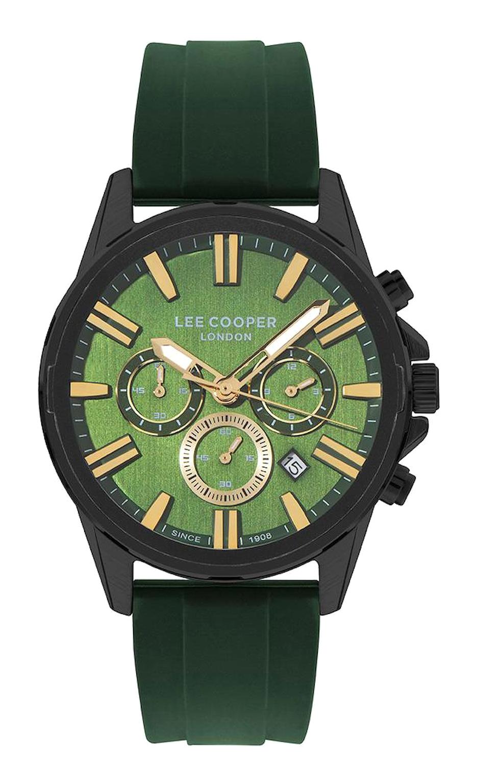 Lee Cooper LC07639.677NM Takvimli Yeşil Silikon Kordon Analog Erkek Kol Saati