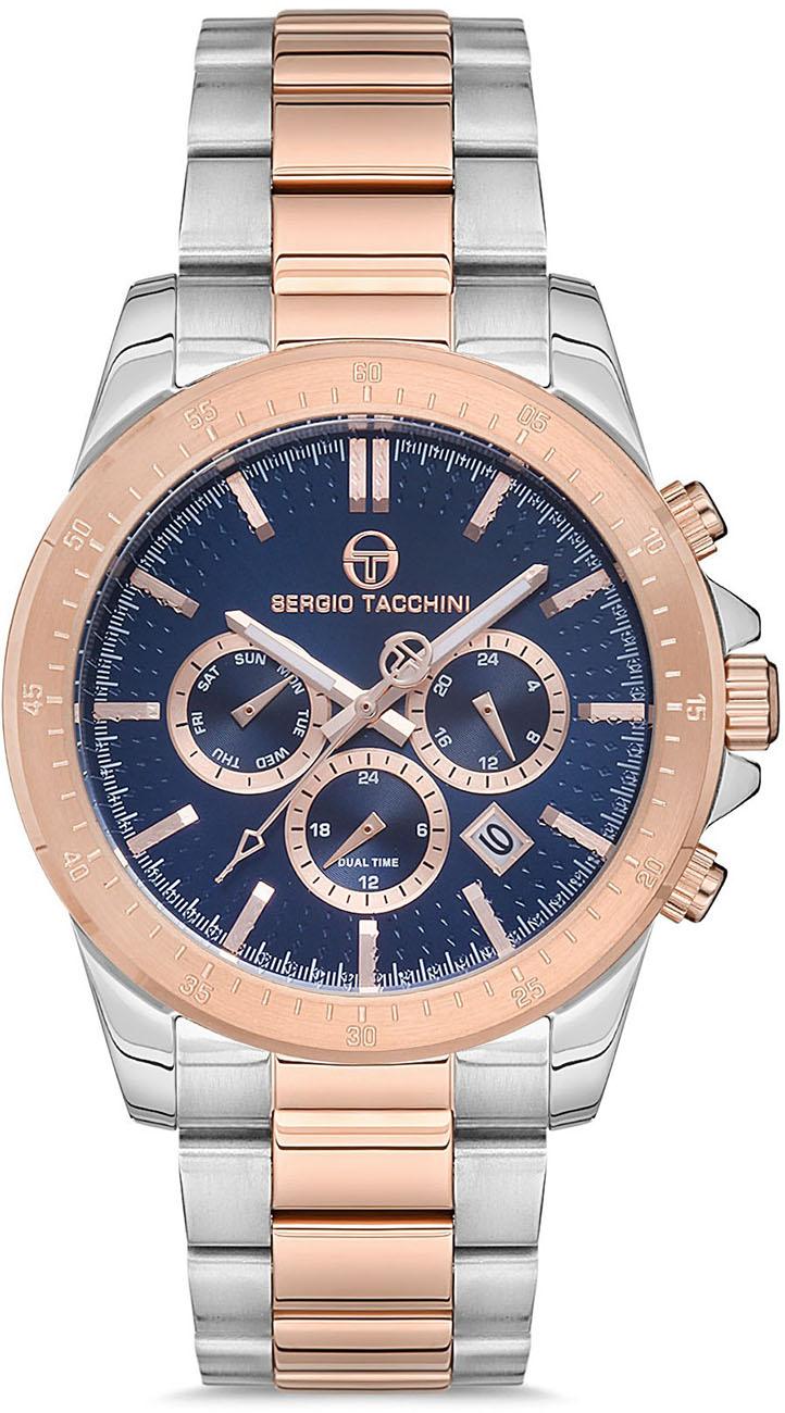 Sergio Tacchini ST.1.10087.4 Takvimli 42 mm Gri-Rose Gold Çelik Kordon Analog Kol Saati