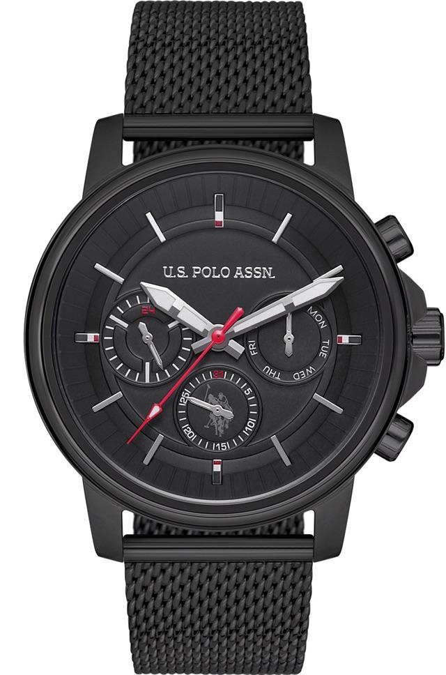 U.S. Polo Assn USPA1020-03 Takvimli 45 mm Siyah Çelik Kordon Analog Erkek Kol Saati