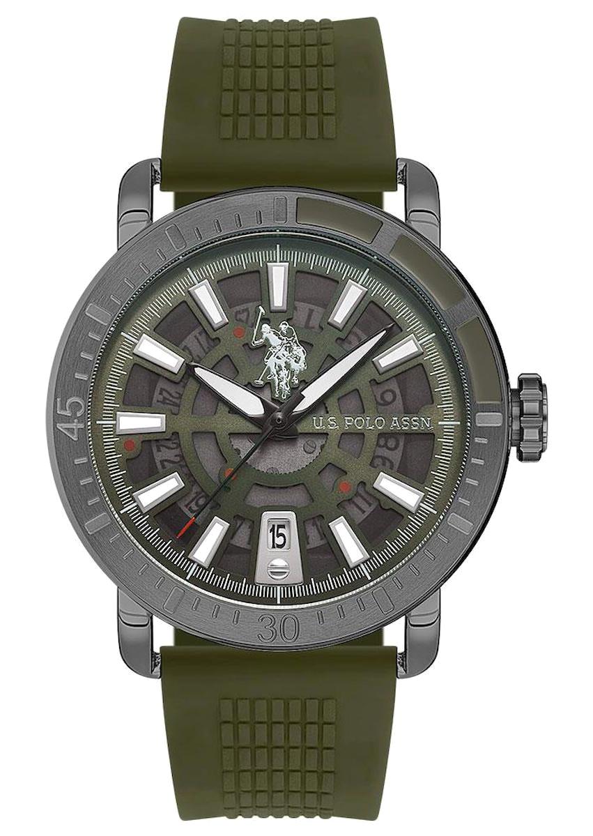 U.S. Polo Assn USPA1058-04 Takvimli 43 mm Yeşil Silikon Kordon Analog Erkek Kol Saati