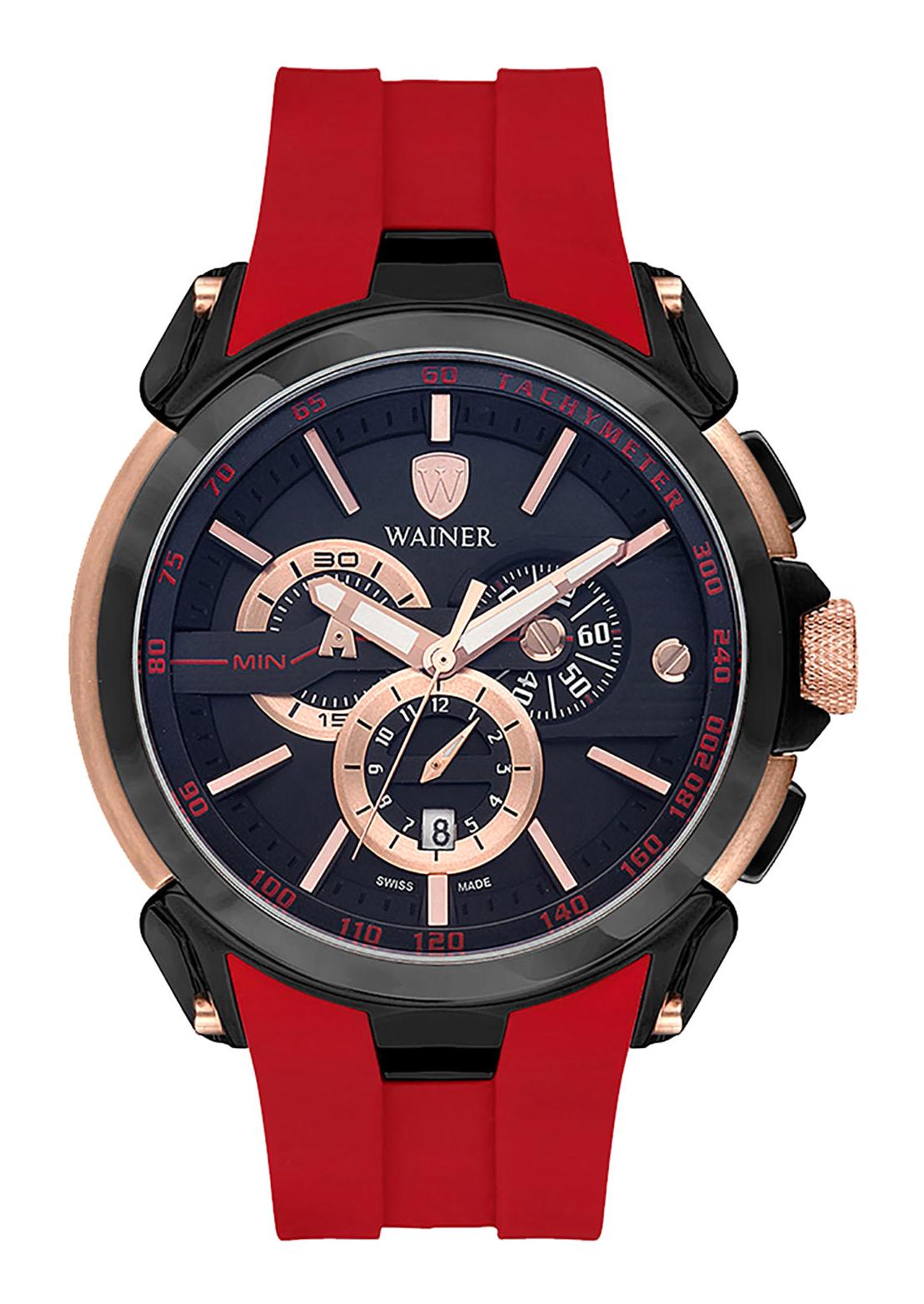 Wainer WA.16910-D Pusulalı Takvimli 44 mm Kırmızı Silikon Kordon Analog Erkek Kol Saati