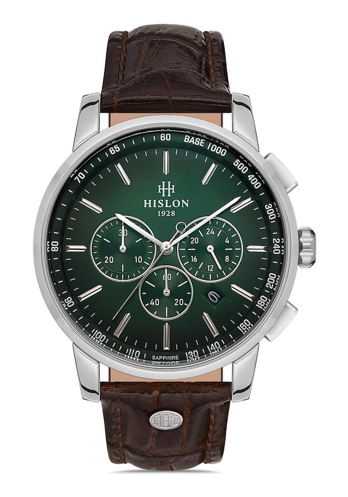 Hislon MS103S-15KS Pusulalı Takvimli 44 mm Kahverengi Deri Kordon Analog Erkek Kol Saati