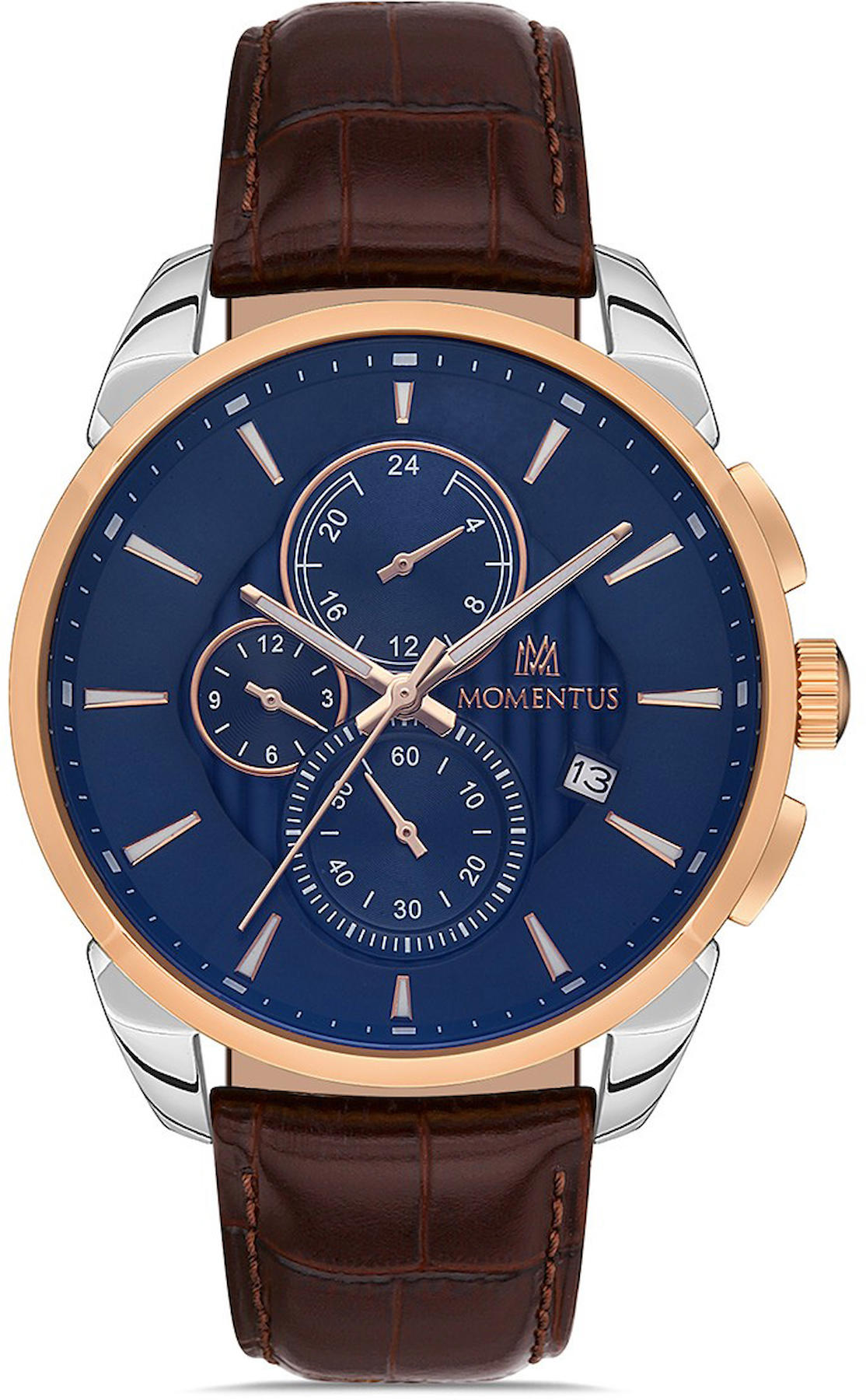 Momentus CC206T-11KR Takvimli 45 mm Kahverengi Deri Kordon Analog Kol Saati