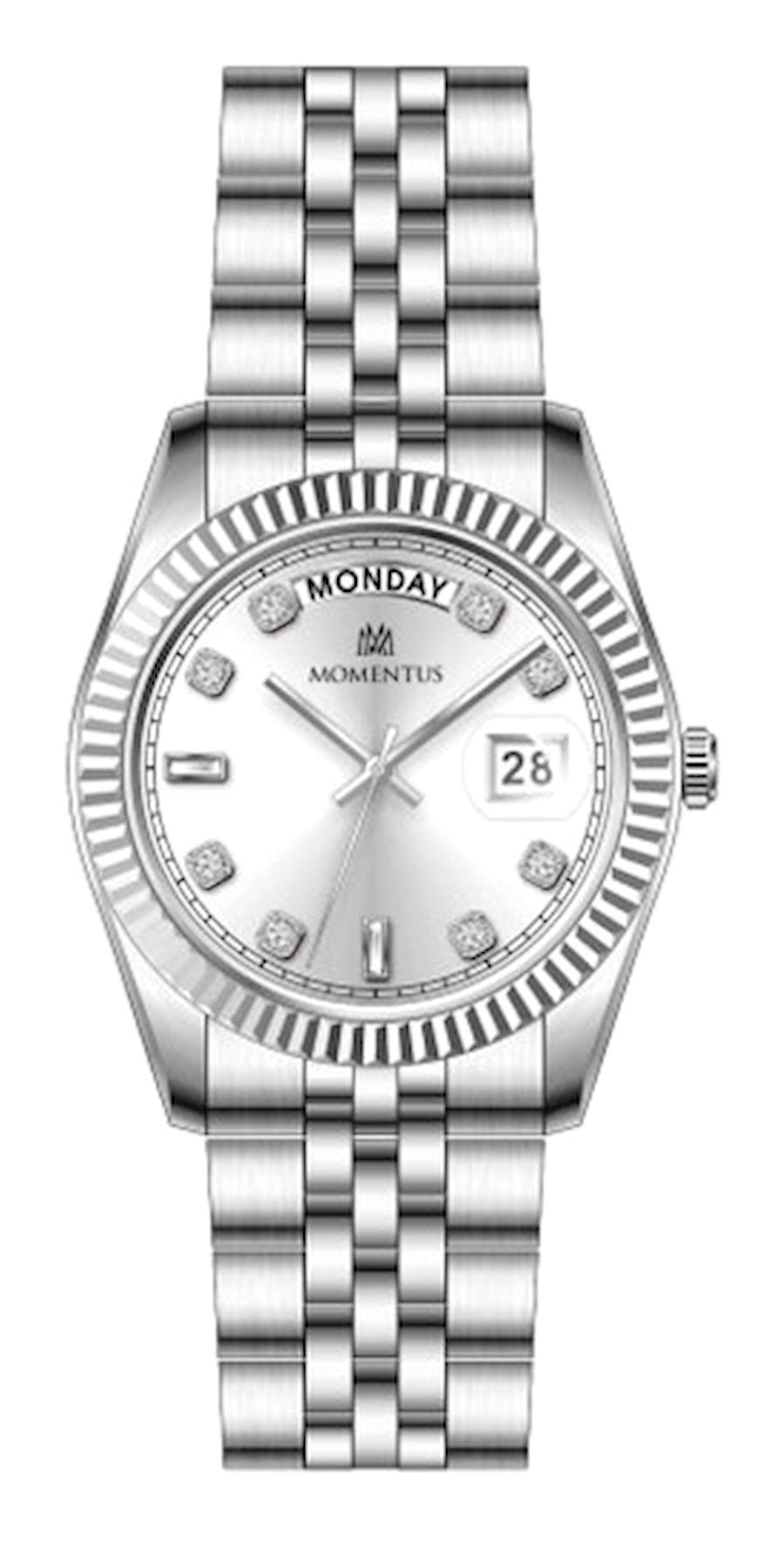 Momentus SW137S-02SS Takvimli 44 mm Çelik Kordon Analog Kol Saati
