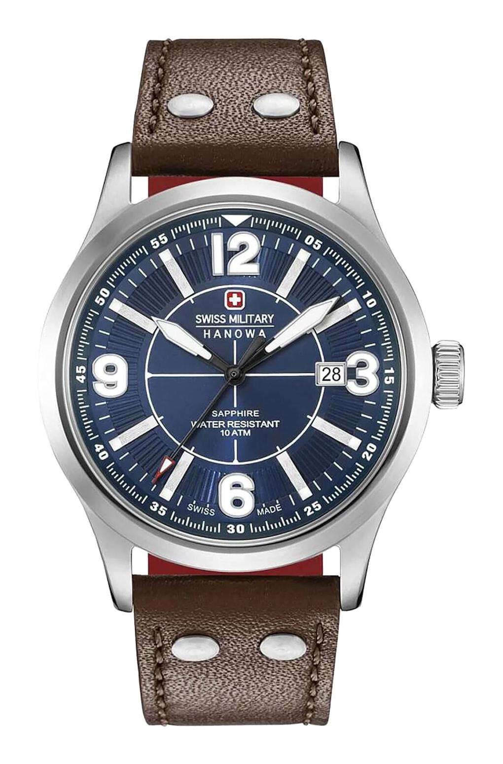 Swiss Military 06-4280.04.003.10CH Takvimli 44 mm Kahverengi Deri Kordon Analog Erkek Kol Saati