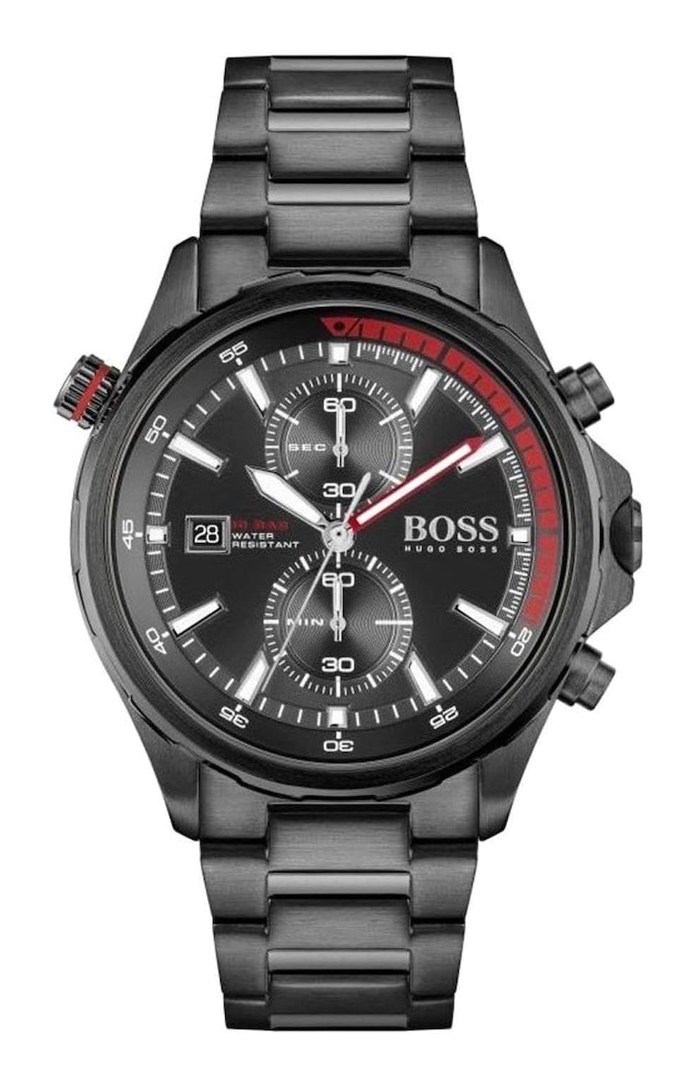 Hugo Boss HB1513825 Pusulalı Takvimli Siyah Çelik Kordon Analog Erkek Kol Saati