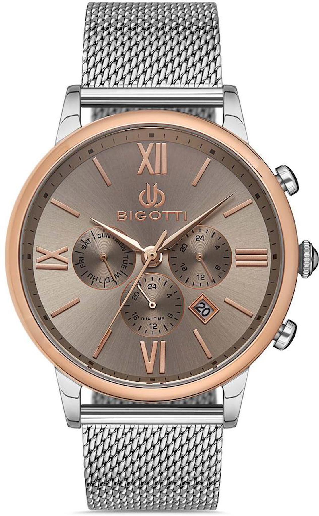 Bigotti BG.1.10313.5 Takvimli 45 mm Çelik-Hasır Kordon Analog Erkek Kol Saati