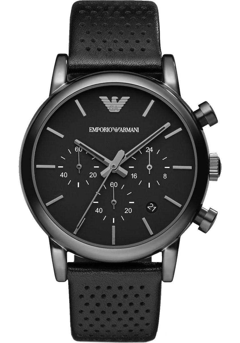 Emporio Armani AR1737 Takvimli 42 mm Siyah Deri Kordon Analog Kol Saati