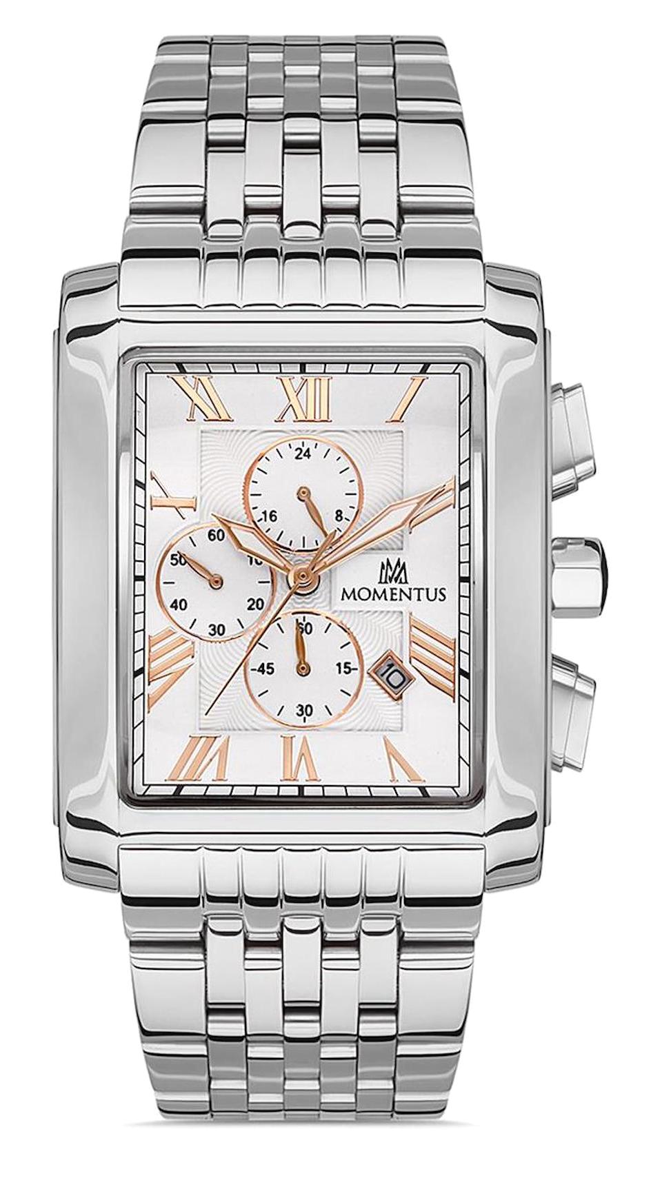 Momentus TM111S-02SR Takvimli 44 mm Çelik Kordon Analog Erkek Kol Saati