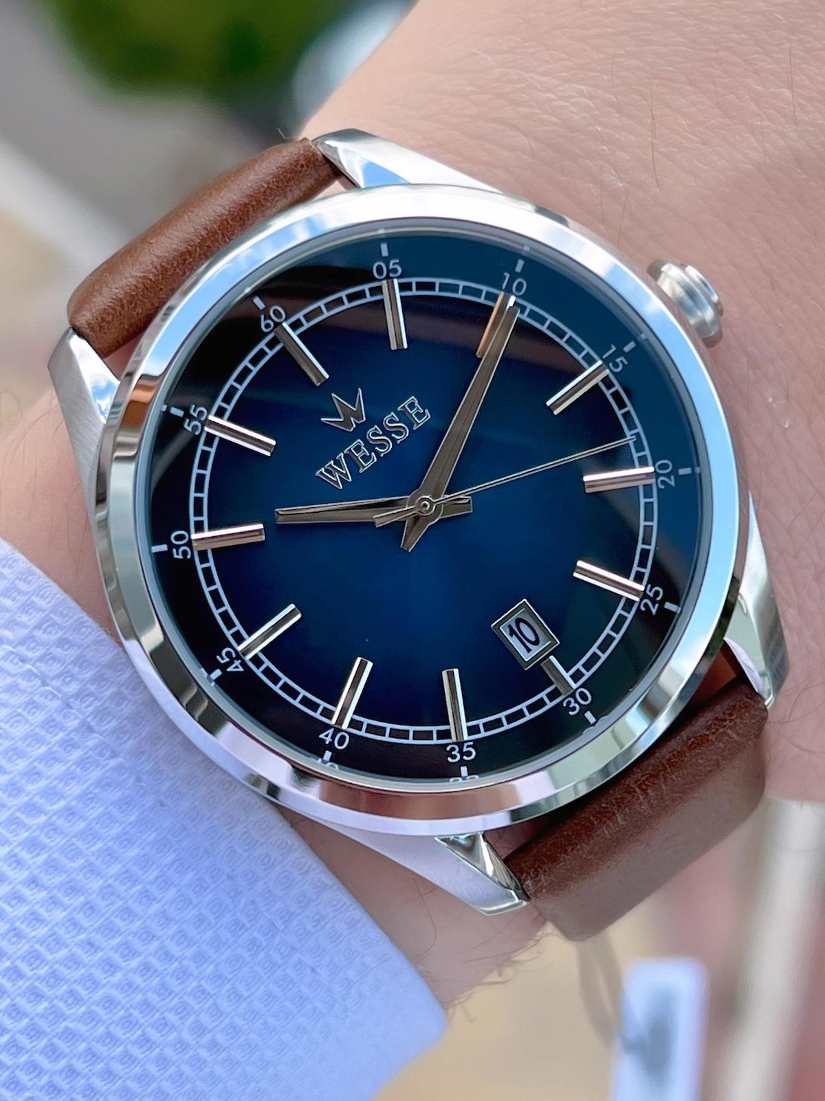 Wesse WWG208902 Takvimli 42 mm Kahverengi Deri Kordon Analog Erkek Kol Saati