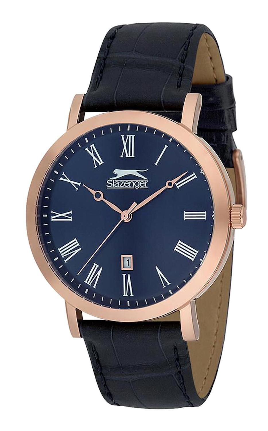 Slazenger SL.09.1371.1.04 Takvimli 31-35 mm Lacivert Deri Kordon Analog Kol Saati