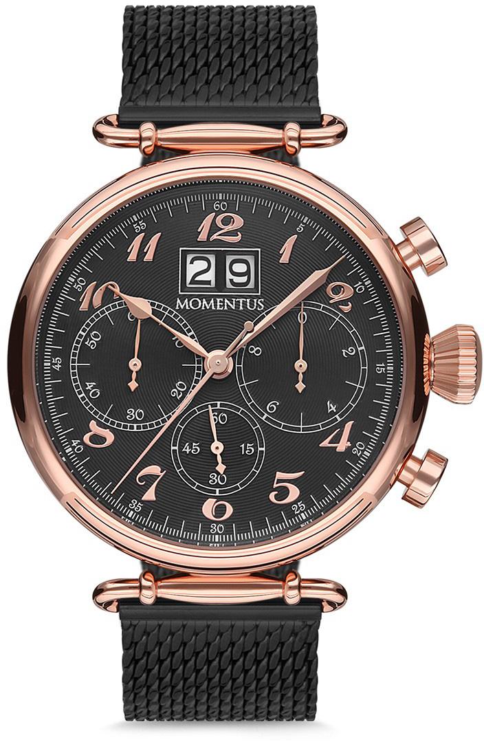 Momentus TM250R-04SR Takvimli 44 mm Siyah Çelik Kordon Analog Kol Saati